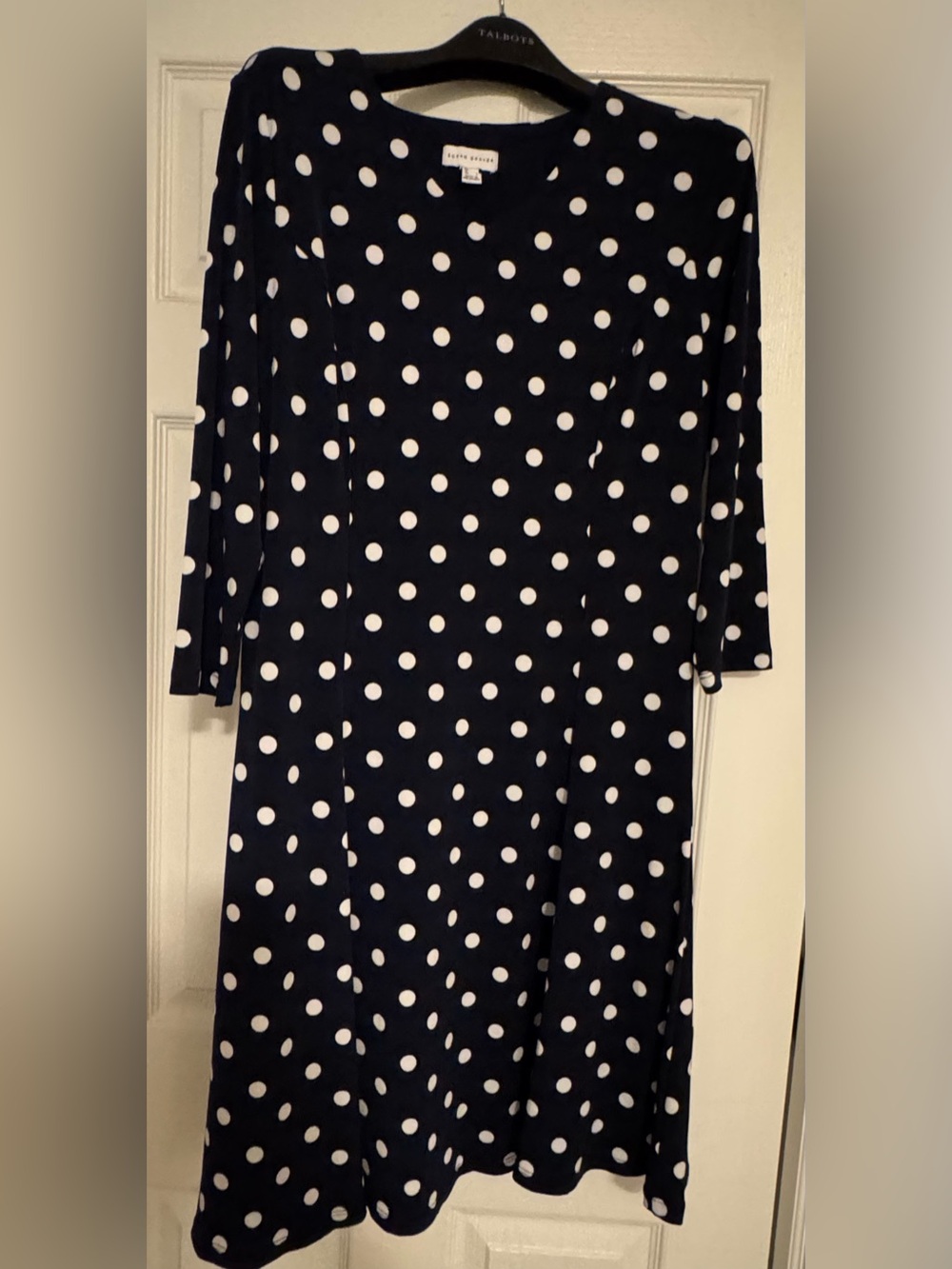 NWOT Susan Graver Navy Polka Dot Dress